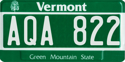 VT license plate AQA822