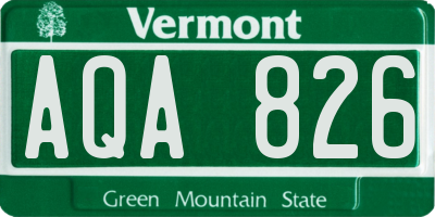 VT license plate AQA826