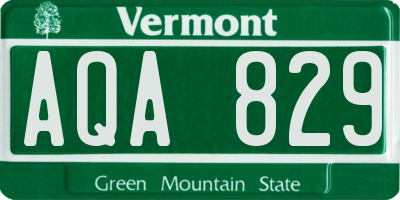 VT license plate AQA829