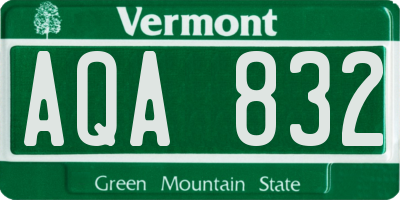VT license plate AQA832