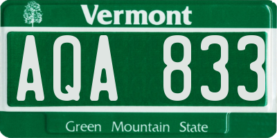 VT license plate AQA833