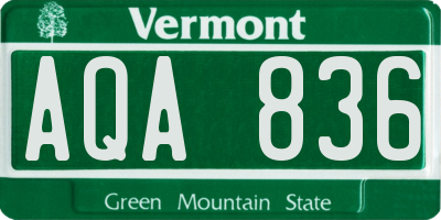 VT license plate AQA836