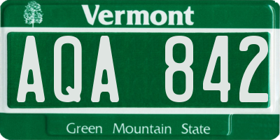 VT license plate AQA842