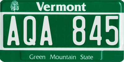 VT license plate AQA845