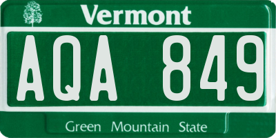 VT license plate AQA849