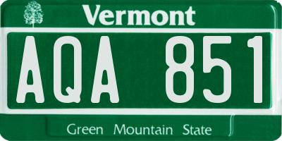 VT license plate AQA851