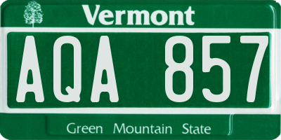 VT license plate AQA857