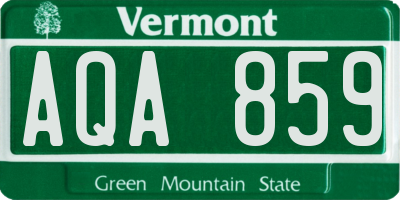 VT license plate AQA859