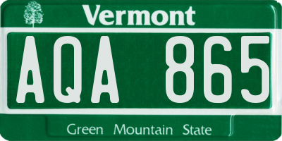 VT license plate AQA865