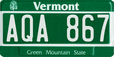 VT license plate AQA867