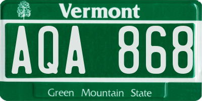VT license plate AQA868