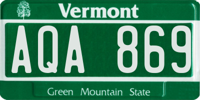 VT license plate AQA869