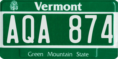 VT license plate AQA874