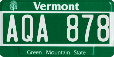VT license plate AQA878