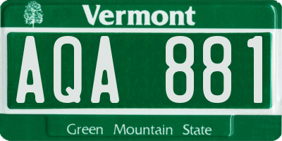 VT license plate AQA881