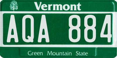 VT license plate AQA884