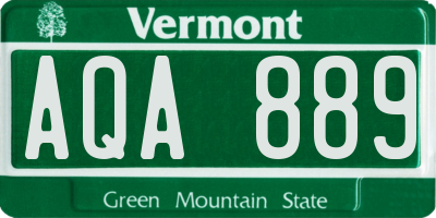 VT license plate AQA889