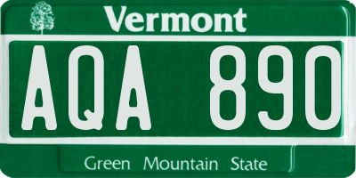 VT license plate AQA890