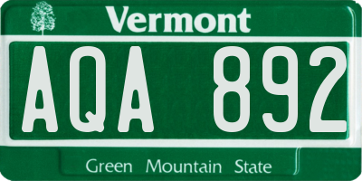VT license plate AQA892