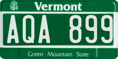 VT license plate AQA899