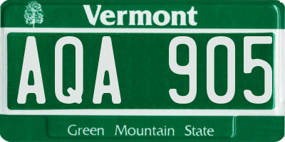 VT license plate AQA905