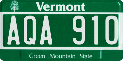 VT license plate AQA910