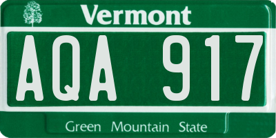 VT license plate AQA917