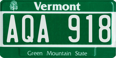 VT license plate AQA918