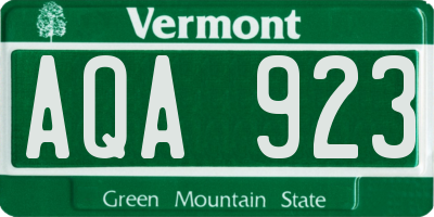 VT license plate AQA923