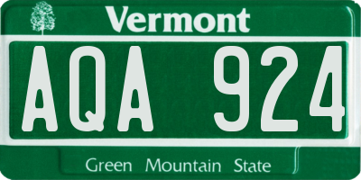 VT license plate AQA924