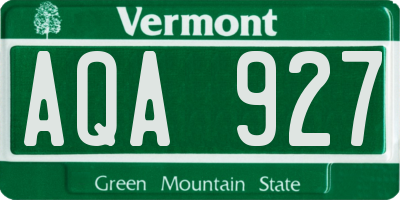 VT license plate AQA927