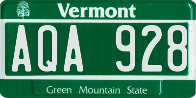 VT license plate AQA928
