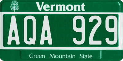 VT license plate AQA929