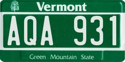 VT license plate AQA931