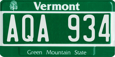VT license plate AQA934