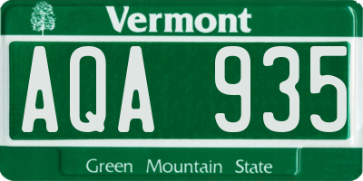 VT license plate AQA935