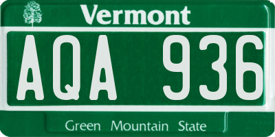 VT license plate AQA936