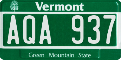 VT license plate AQA937
