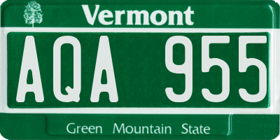 VT license plate AQA955