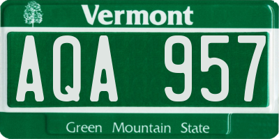 VT license plate AQA957
