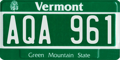 VT license plate AQA961