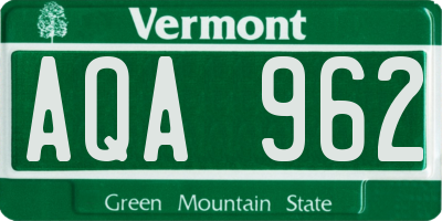 VT license plate AQA962