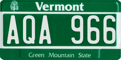 VT license plate AQA966