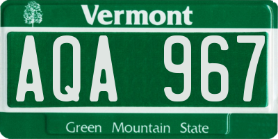 VT license plate AQA967