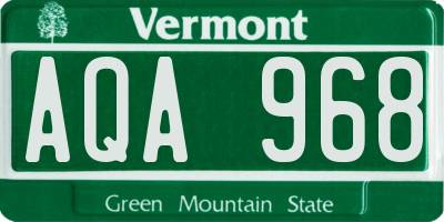 VT license plate AQA968
