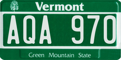 VT license plate AQA970
