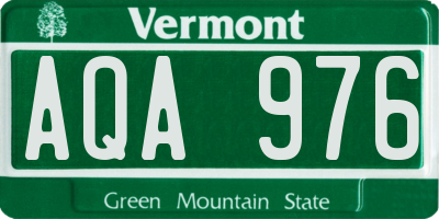 VT license plate AQA976