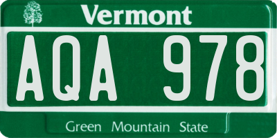 VT license plate AQA978