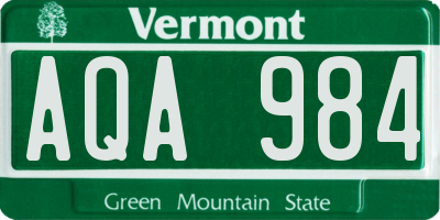 VT license plate AQA984