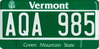 VT license plate AQA985
